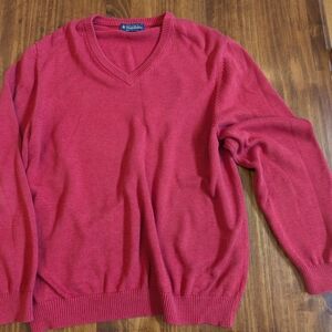 Brooks Brothers Bright Red V-Neck Sweater Size XL